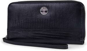 Timberland Leather RFID Zip Around Wallet Purse With Wristlet (Black Lizard)