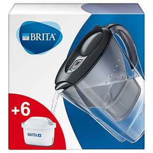 BRITA Marella fridge water filter jug, 2.4L - Graphite. Half year pack, Includes 6 x MAXTRA+ filter cartridges