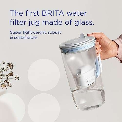 BRITA Glass Water Filter Jug Starter Pack-Light Blue (2.5 Litre) with 3x MAXTRA PRO All-in-1 cartridges