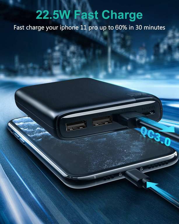 Hiluckey Portable Charger 26800mAh 22.5W USB C PD Power Bank Fast Charging QC 3.0