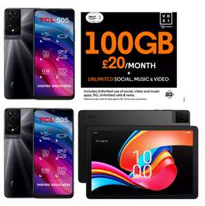 TCL 505 128GB Mobile Phone + VOXI 100GB PAYG SIM Card || TCL 505 128GB Mobile + TCL Tab 10L Gen 2 10.1" 32GB Wi-Fi Tablet - £139.98 free C&C
