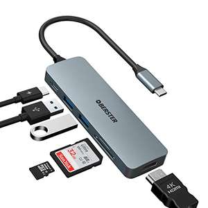 USB C Hub, 6 in 1 Multiport USB C Adapter with 4K HDMI Output, 100W PD, 2 USB 3.0, SD/TF Card Readers - £3.23 with voucher @ Amazon