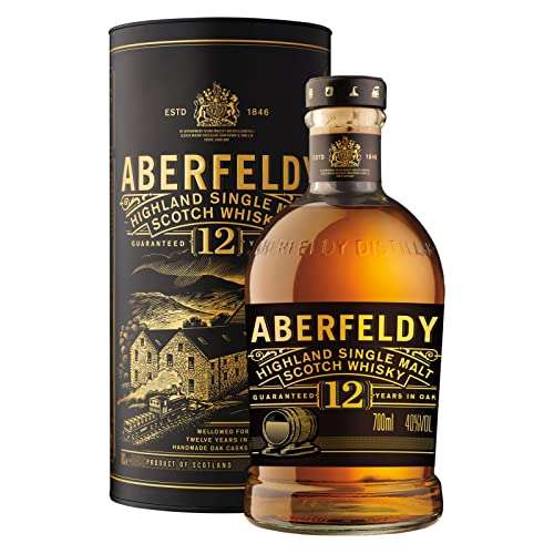 Aberfeldy 12 Year Old Highland Scotch Single Malt Whisky with Gift Tube, 40% ABV, 70cl / 700ml Via Amazon Fresh (Minimum Spend Applies)