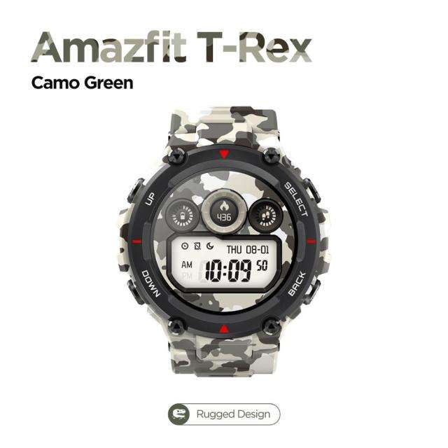 Amazfit T-Rex Smartwatch 20days battery/1.3" AMOLED/5ATM/BioTracker in Khaki or Camo Green £62.49 @ Aliexpress / Amazfit Global Direct