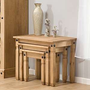 Nest of Tables Aztec Light Corona Pine Set of 3 Occasional Coffee Side Tables - £39.99 @ Amazon