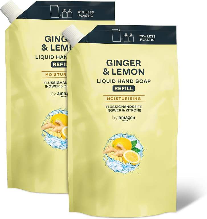 by Amazon Hand Soap Refill, 2 x 1000ml - Mango (oos) / Ginger & Lemon - £2.14 / £1.91 S&S