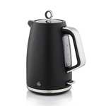 Swan Serenity SK14017BLK 1.7 Litre Kettle with Quick Boiling, 360-Degree Base, Boil Dry Protection, Water Level Indicator