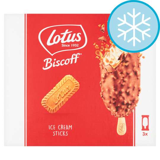 Lotus Biscoff White Chocolate/Milk Chocolate Ice Cream Sticks 3X90ml Clubcard Price