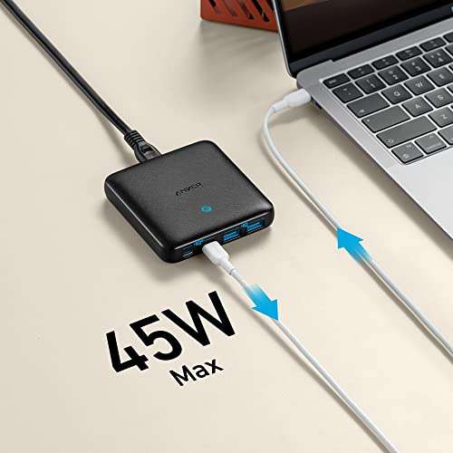 Anker USB C Plug, 543 Charger (65W II), PIQ 3.0 & GaN 4-Port Wall Charger, Dual USB C Ports (45W) Prime Only Sold by AnkerDirect UK FBA