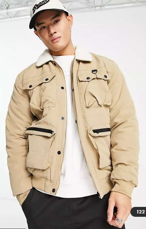 American Stitch jacket with fur collar in khaki £32 with code + £4.50 delivery @ Asos
