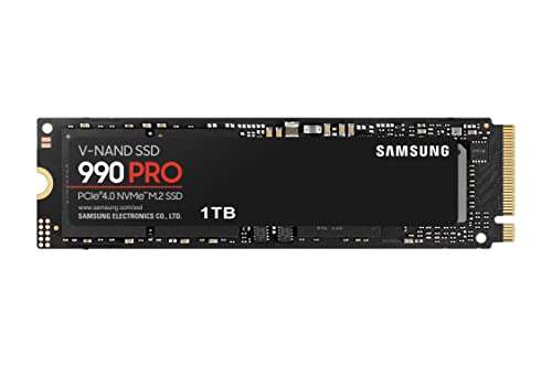 Samsung 990 PRO 1TB PCIe 4.0 (up to 7450 MB/s) NVMe M.2 (2280) Internal Solid State Drive (SSD) - £89.99 @ Amazon