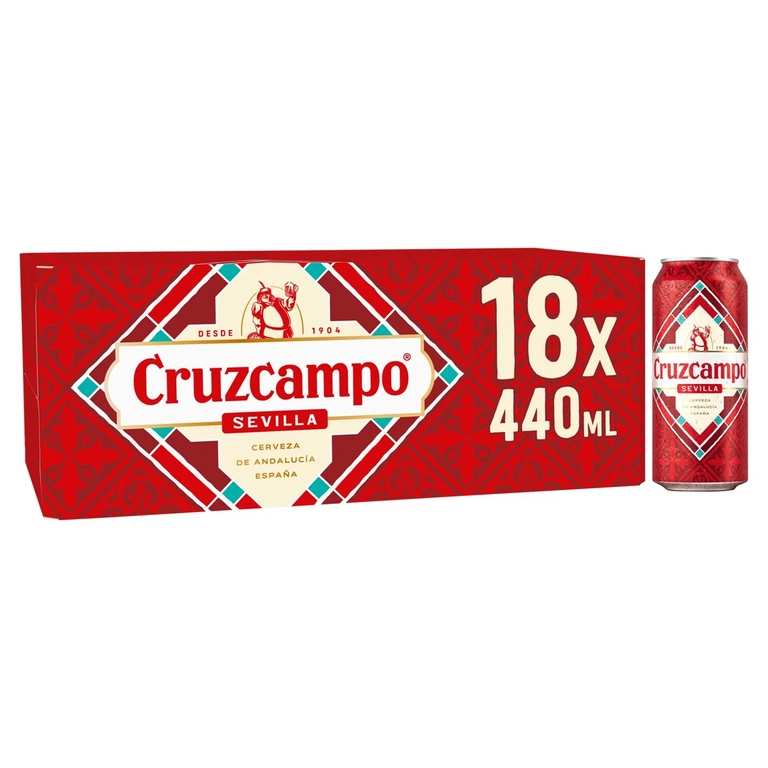 Cruzcampo Sevilla Lager Beer 4.4% ABV Cans 18x440ml