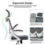 Yaheetech Computer Ergonomic Swivel Office Chair with Arms and Height Adjustable Back Support in White/gray or White/Black