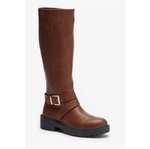 Buckle Trim Tall Stretch Calf Boot. Choice of black or brown. With code