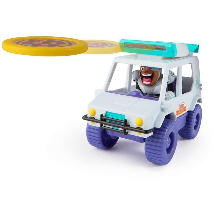 Teen Titans Go! T-Car Pizza Launcher Toy - Cyborg Figure & Vehicle Set For Kids, F24