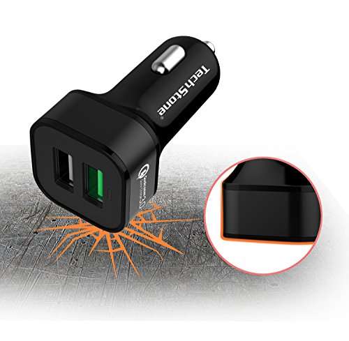 TechStone Car Charger Dual USB In Car Fast Charging Adapter Quick Charge 3.0 – Mini Phone Cigarette Lighter 12v Socket