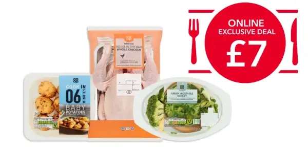 Get 1 chicken, 1 pack of potatoes and veg for only £7 (Online Exclusive) @ Co-operative