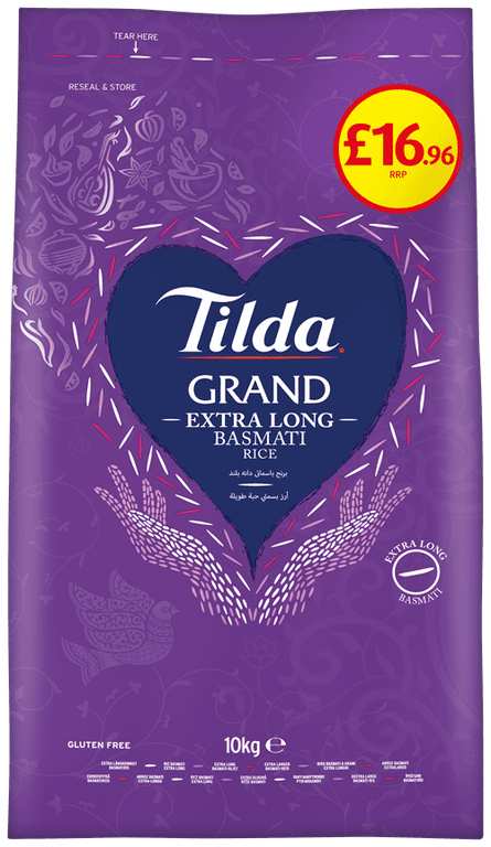 Tilda Grand Extra Long Basmati Rice 10kg - Free Delivery Over £20