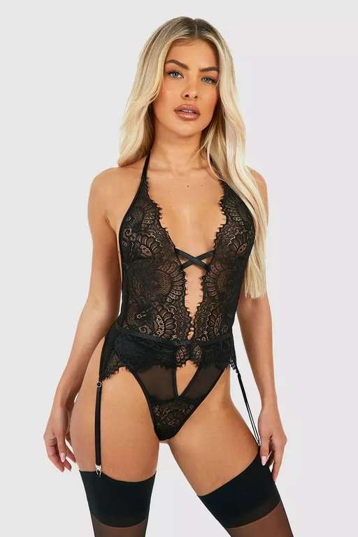 Lace Plunge Bodysuit - £12 + Free Delivery + Free Delivery With Code - @ Debenhams sold by Boohoo