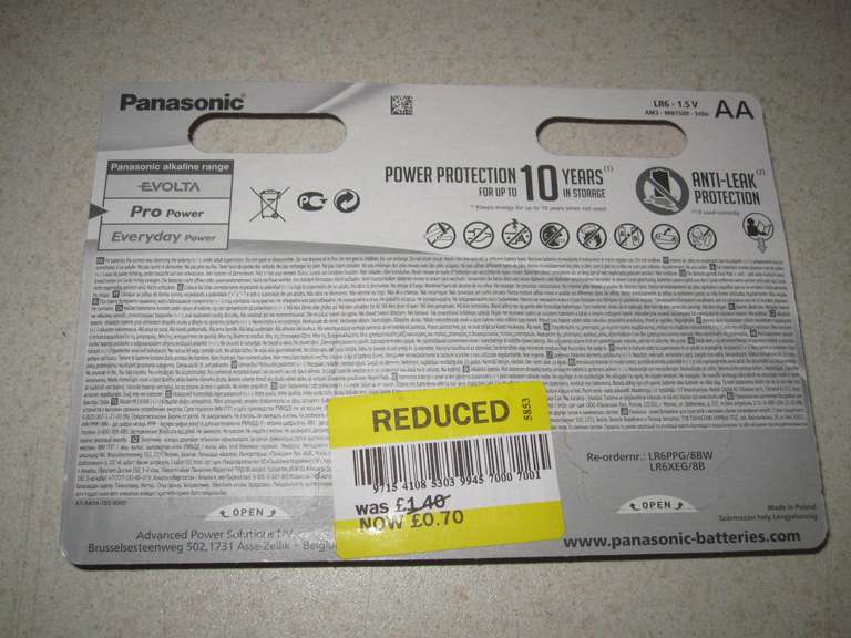 Panasonic Pro Power AA & AAA Alkaline Batteries 8 Pack 70p @ Tesco in Madeley, Telford