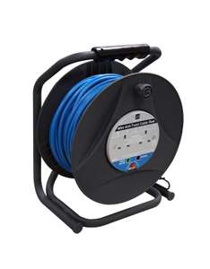Masterplug 2 socket Black Cable reel, 40m. Click+Collect limited stock - £20 free C&C @ B&Q