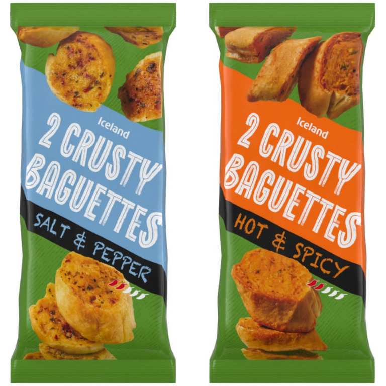 Iceland 2 Salt & Pepper / Hot & Spicy Crusty Baguettes 338g