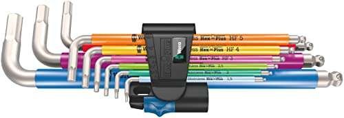 Wera 3950/9 Hex-Plus Multicolour HF Stainless 1 L-Key Set, Metric, Stainless Steel, with Holding Function, 9 Pieces