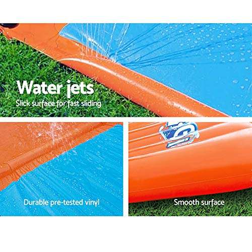 Bestway H20GO! Single Water Slide, 5.5 m Slip and Slide with Inflatable Ramp and Built-In Sprinklers