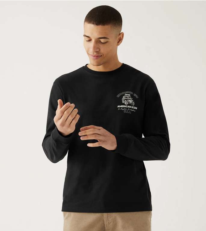 Men’s M&S Collection Pure Cotton Jeep Long Sleeve T-Shirt £7.50 Free Collection @ Marks & Spencer
