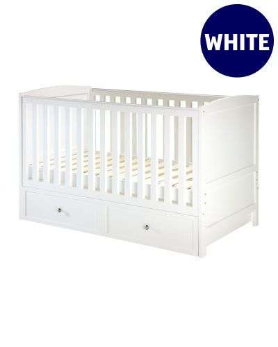 Mamia White Nursery Cot Bed £129.99 + £9.95 Delivery @ Aldi