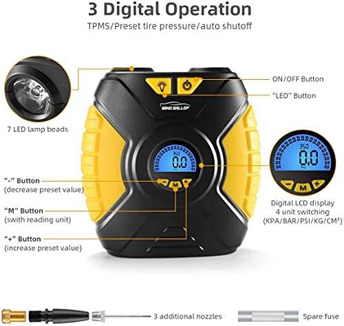 WindGallop Digital Car Tyre Inflator Compressor with Led Light - £23.98 -Sold by WindGallopukDirect / fulfilled By Amazon