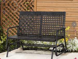 Outsunny 2 Seater PE Rattan Glider Bench using code