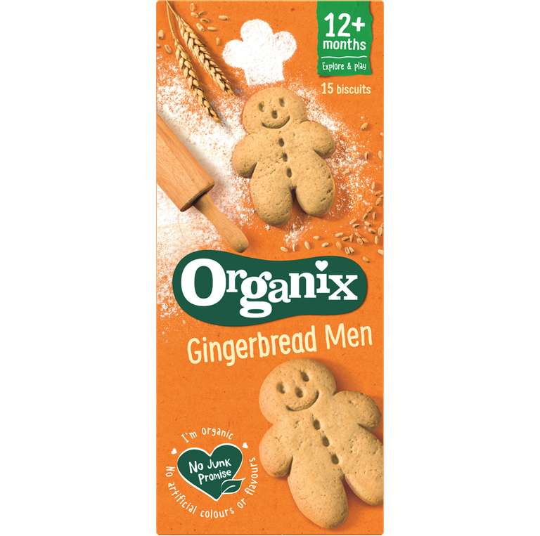 Organix Gingerbread Men 15 Biscuits - 9p @ Heron Foods , Newcastle upon Tyne