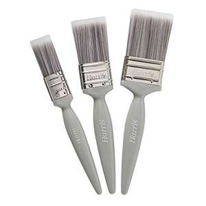 Harris Essentials Walls & Ceilings Paint Brushes, 3 Brush Pack, 1", 1.5", 2",Grey