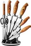 Sharp Kitchen Knife Set – Rotating 7 Pcs Stainless Steel Knife Block Sold by MALMO / FBA