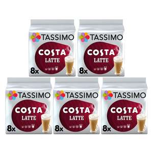 Tassimo T Discs Costa Latte Coffee Pods Case x 40 @ Coffeesuppliesdirect