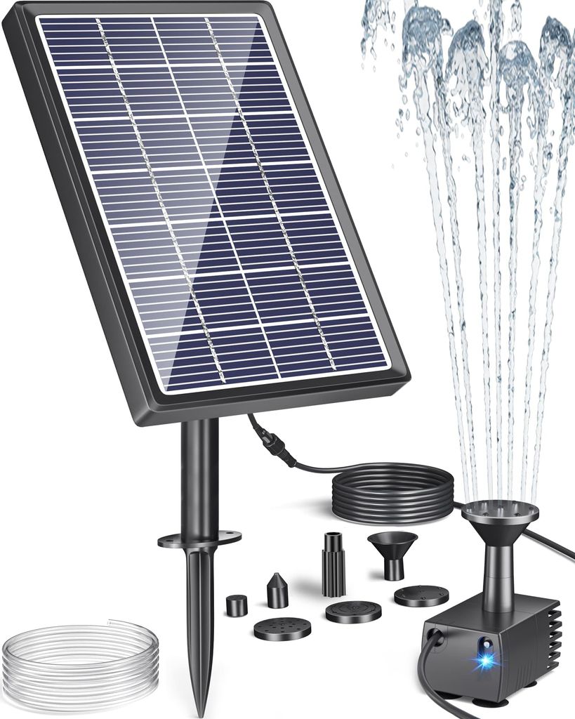 Biling Solar Water Fountain for Small Garden Water Feature with 6 Nozzles | 3.5W Solar Water Pump - Sold by lc smarts FBA