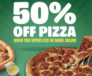 50% off pizzas min £30 spend (Selected Accounts / Locations)