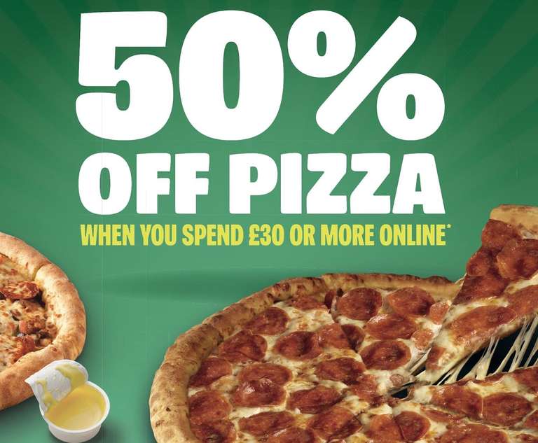 50% off pizzas