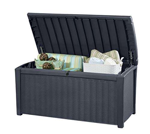 Keter Borneo 416L Outdoor, Garden Furniture Storage Box Grey Rattan Effect (2 year Warranty included) Sold By Keter