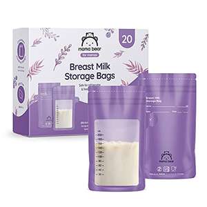 Amazon Brand - Mama Bear Breast Milk Storage Bags - Pack of 20 £3.91 Prime + £4.49 Non Prime @ Amazon
