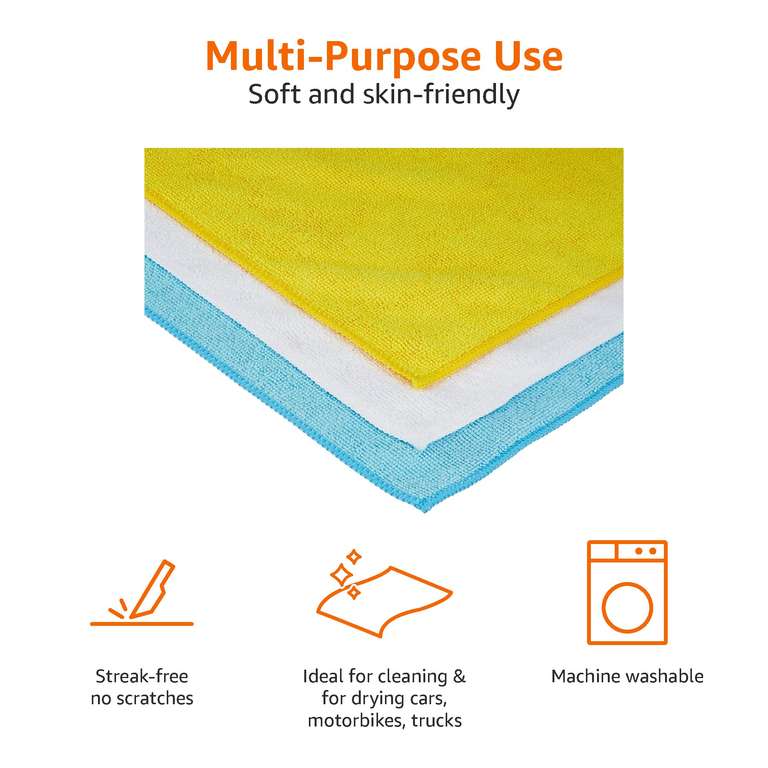 Amazon Basics Microfibre Cleaning Cloths, 30.5 x 40.6 cm: Pack of: 12) - (s&s £5.76)/ 24) £9.99 (s&s £8.49)/ 36) £13.56 (s&s £12.88)