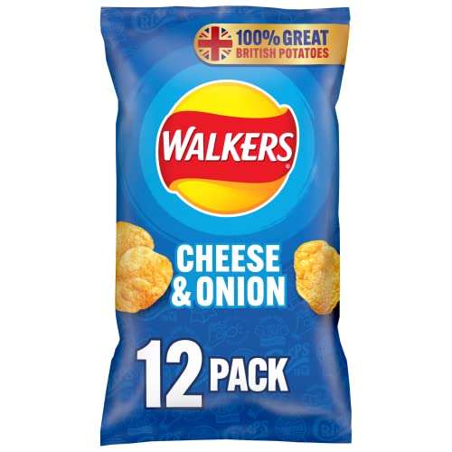 Walkers Cheese and Onion Multipack Crisps, 12x25g (S&S with voucher £2.43/£2.29)
