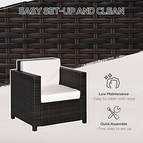 Outsunny Single Seater Rattan Chair Sofa with 10 cm Thick Padded Cushion - Sold & Dispatched by MHSTAR