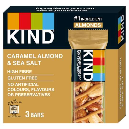 KIND Caramel Almond & Sea Salt Nut Bars 3 pack 3x30g - 59p instore Farmfoods, Sunbury