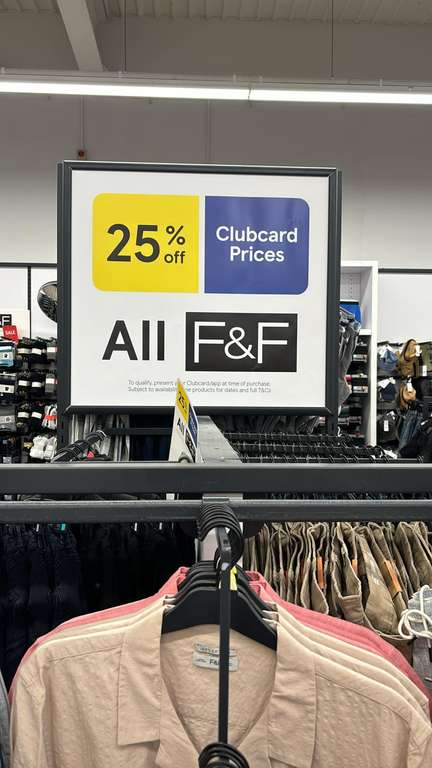 25% Off All F&F Clothing - Clubcard Price