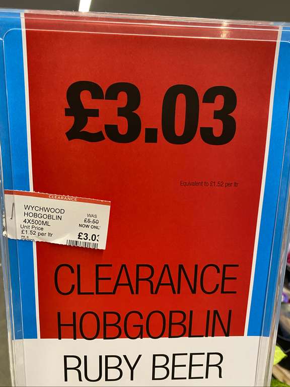 Hob Goblin Ruby Beer 4x500ml Cans - £3.03 instore at Co-operative, Ainsdale