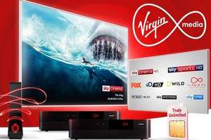 Virgin media Ultimate Volt bundle -1Gig internet/Sky sports /Movie/BT sport, Unlimited Sim + £197 cashback - £85pm/18m @ Topcashback Compare