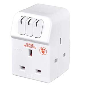 Masterplug MSWG3 Three Socket Surge Protected Adaptor with Individual Switches - £6.99 @ Amazon