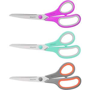 8" Titanium Bonded Multipurpose Scissors 3 Pack with Ultra Sharp Blades, Comfort-Grip Handles - w/Voucher, Sold By SafreRest FBA